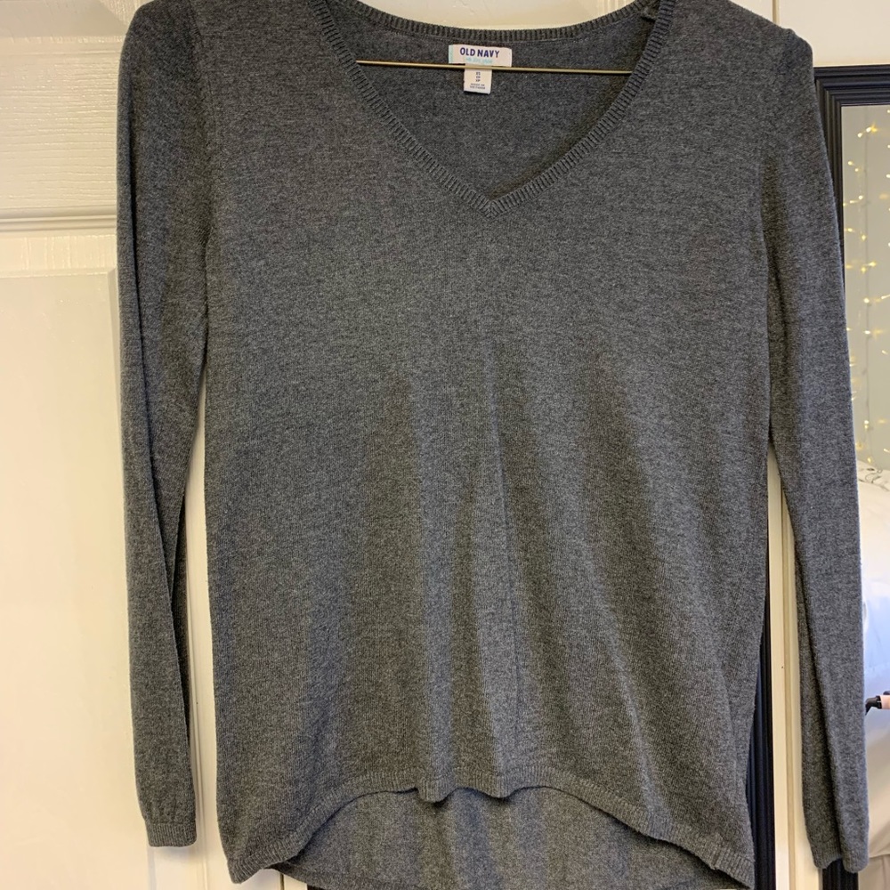 Gray v-neck sweater